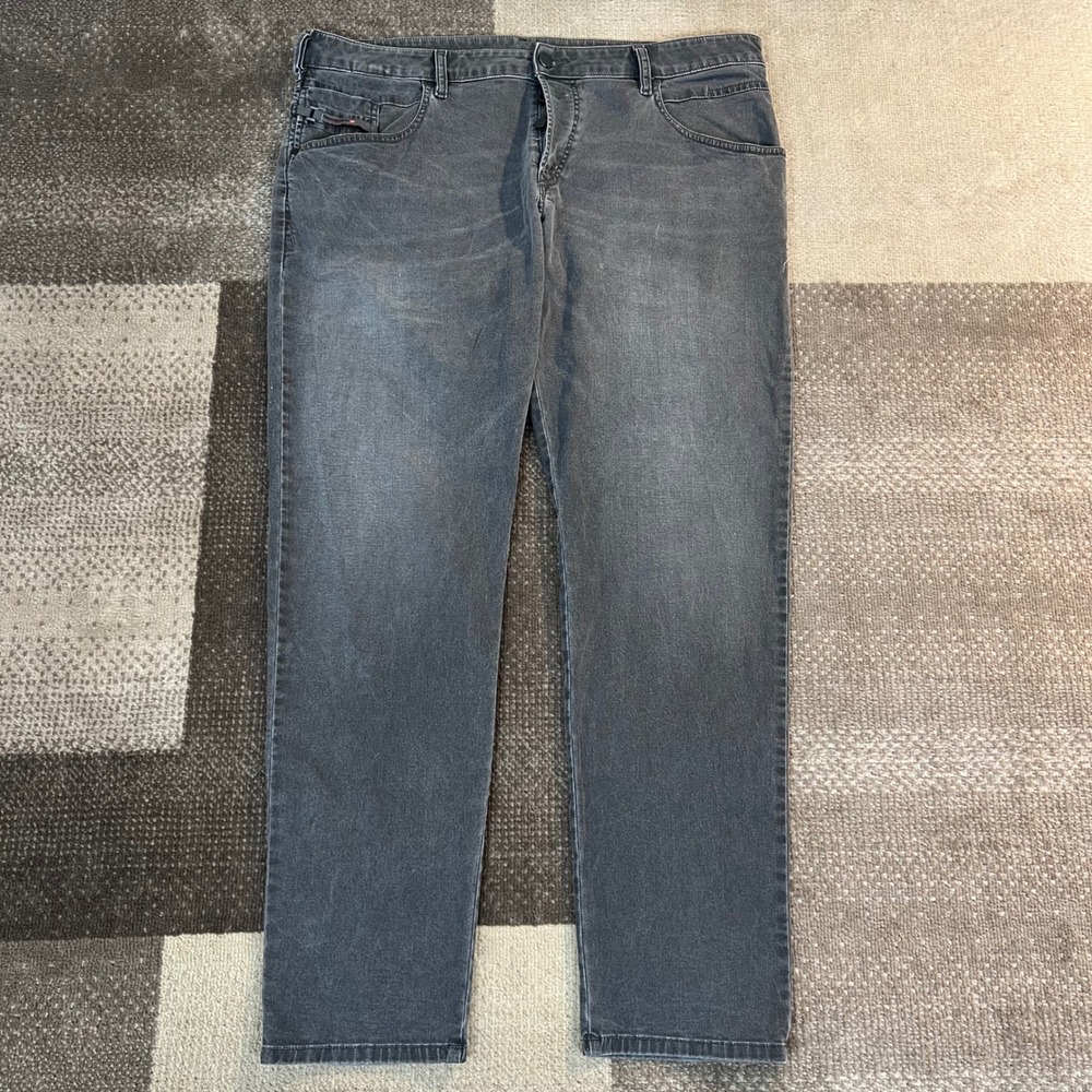 Diesel D-Bazer Tapered Jeans Men 38X32 Grey Stretch Denim 0699P Black Distressed